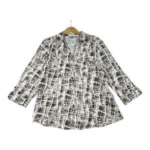JM Collection 100% Linen Button‎ Down Jacket size 12 Brown